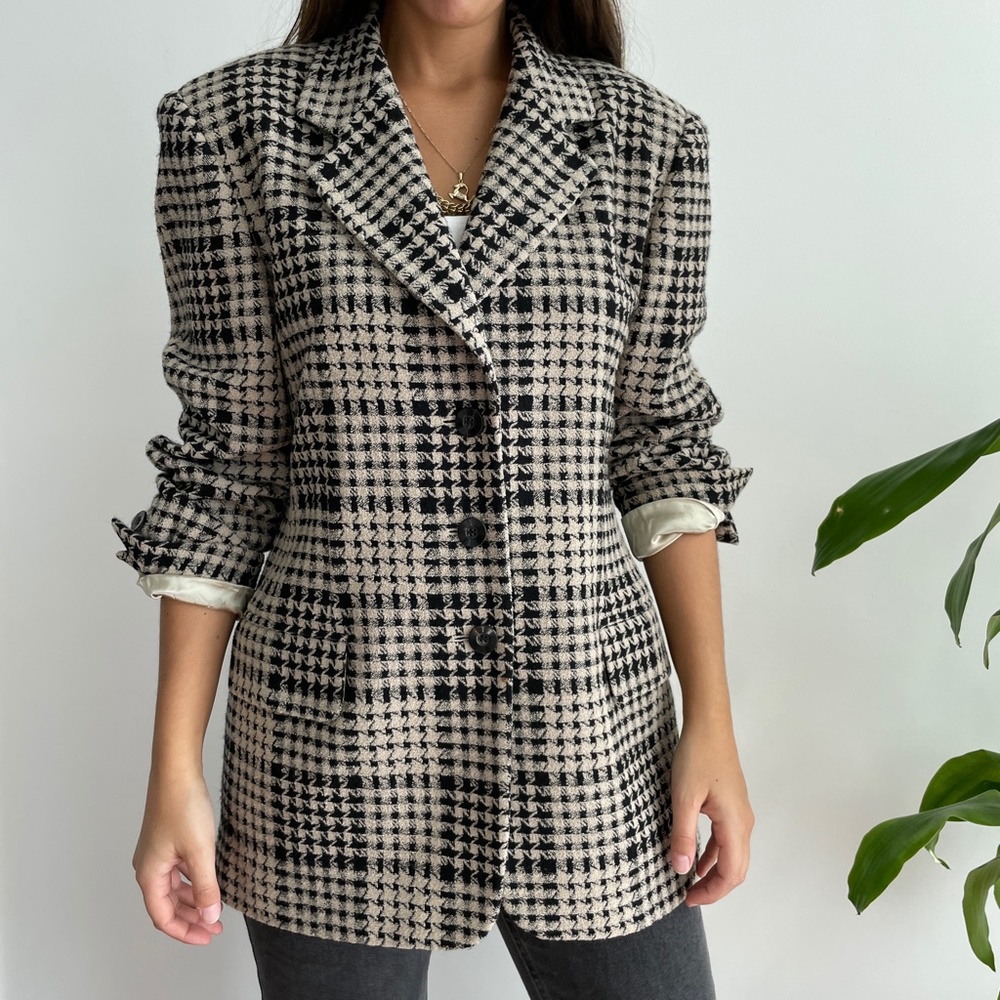 Escada houndstooth wool blazer jacket - Picture 3 of 13